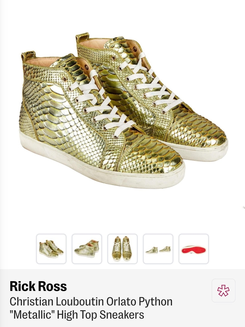 Christian Louboutin/Rick Ross Gold Python High-Top Sneakers